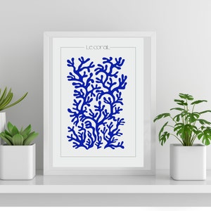 Blue Coral Print Abstract Sea Print Style  Matisse Inspired Print Print Poster Home Decor