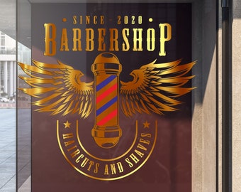 Barber Shop Window Sticker Custom Front Sign Decal Salon Modern Hairdresser