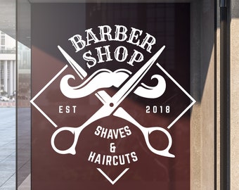 Barber Shop Fensteraufkleber Benutzerdefinierte Frontschild Aufkleber Salon Modern Hairdresser