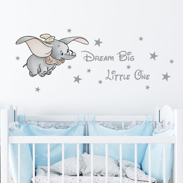 Disney Wandtattoo, Dumbo Aufkleber, Kunsttattoo, Elefant Cartoons, abnehmbare Wohndeko, Kinderzimmer Wandbild Poster Aufkleber, Wandkunst