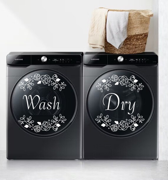 Wash and Dry Decals Stickers Set of 2 Decals Laundry Room Etsy