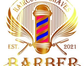 Custom Order Barber Shop Window Sticker Traditional Sign Decal Salon Hairdresser 