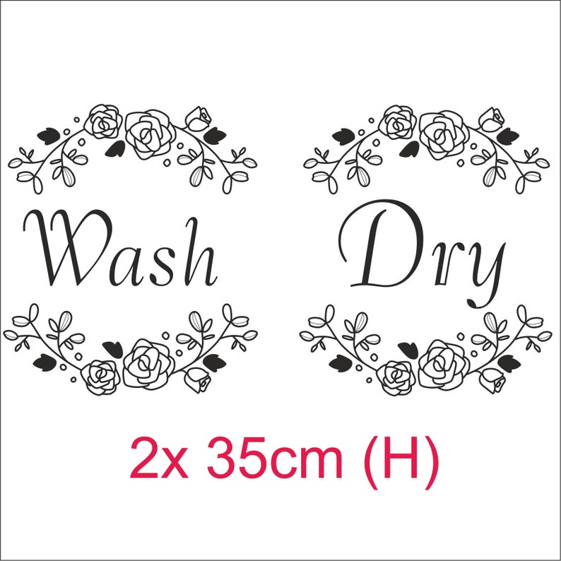 Wash and Dry Decals Stickers Set of 2 Decals Laundry Room Etsy