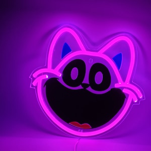 Catnap Neon Sign, Fan Gift, Horror Video Game, Poppy Playtime Monster, Rainbow Friends Purple Decor