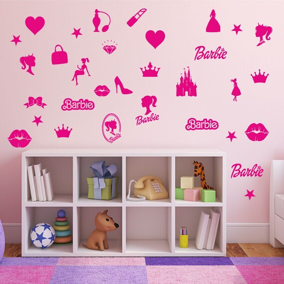 Set 34 Wall Stickers Barbie Doll Accessories Home Vinyl Stickers Decor Etsy Australia