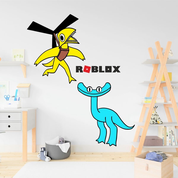 Wall Stickers 2 set Roblox game Rainbow Friends Yellow and Cyan Kids Baby Girls Boys Bedroom