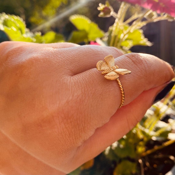 14K Gold Two Tone Butterfly Ring | Don Roberto Jewelers