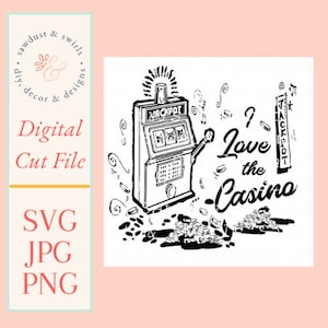 Eu amo o Casino Jackpot Slot Machine 2 SVG, PNG, JPG, Placa de madeira, Design