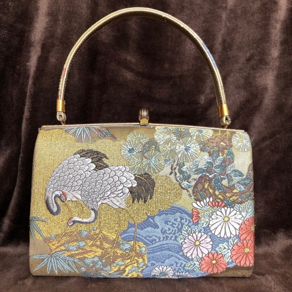 Envío Gratis Bolso de Fiesta Vintage Bordado como un hermoso cuadro japonés, para Kimono con Tela Obi 03-0042