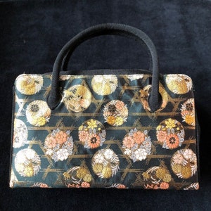 Kostenloser Versand - Vintage japanische Teezeremonie-Handtasche für Kimono mit Obi-ähnlichem Brokat. Eine Art von Tasche, die Rikyu Bag genannt wird. (03-0001)