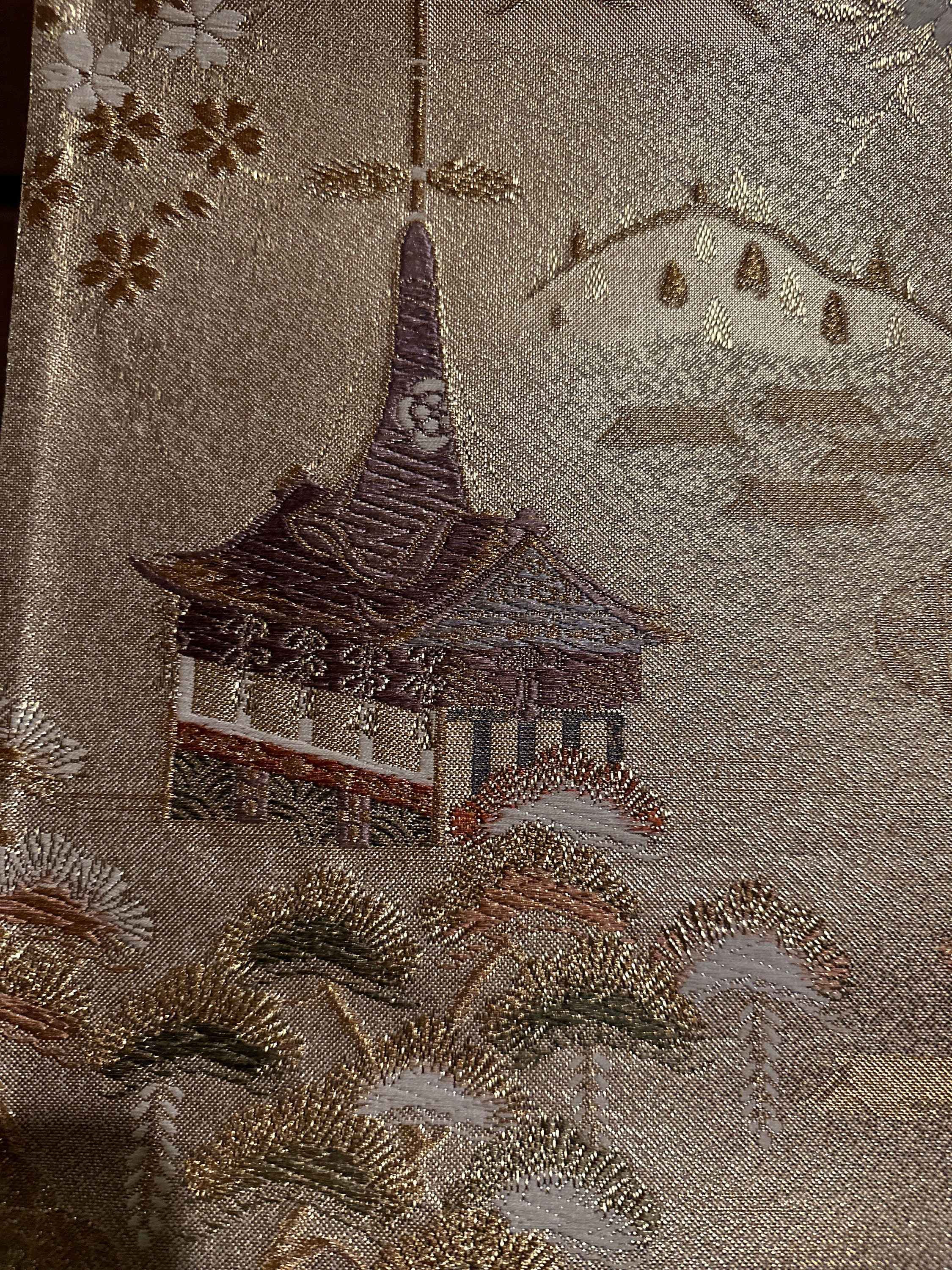 Shipping Free Vintage Japanese Obi 100%silk, Kyoto YAMABOKO FLOAT