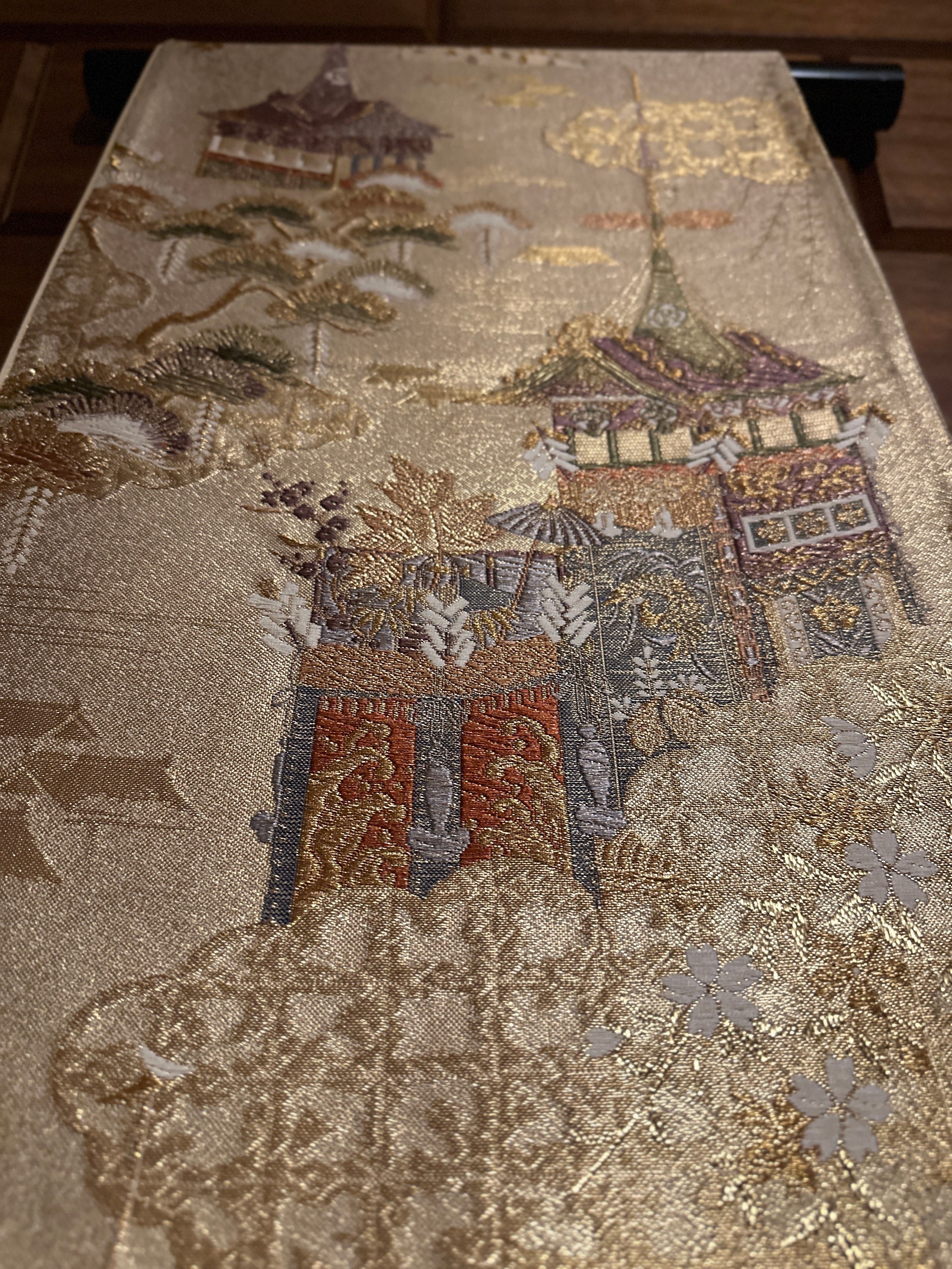 Shipping Free Vintage Japanese Obi 100%silk, Kyoto YAMABOKO FLOAT