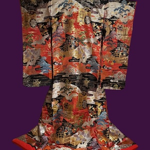 Vintage Hiroko Koshino Uchikake Kimono: Schwer gewebter Brokat