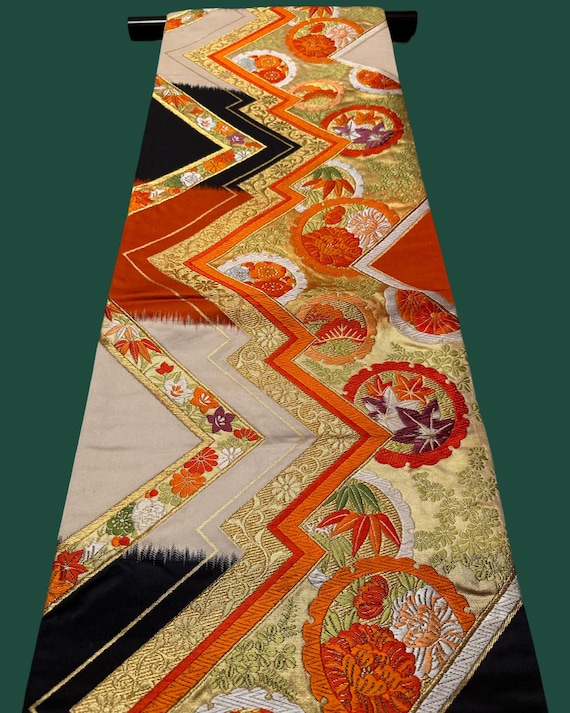 Free Shipping Vintage Japanese Obi(kimono Sash) 100%silk  display picture 3
