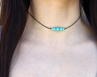 Dyed Turquoise Howlite beaded Choker, Peaceful, Gem Choker, Turquoise Choker, Beach Choker, Cute Choker, Crystal Chokers