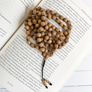 Sandalwood Hand-knotted 108 Mala Beads, Meditation Necklace, Prayer Buddha Mala Meditation Beads, Japa Mala Prayer Beads, Mala Rosary