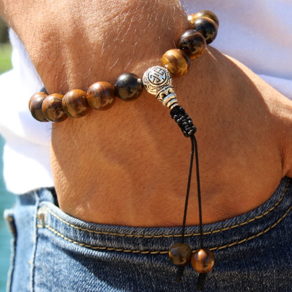 Tiger’s Eye Wrist Mala, Knotted Mala, Mala Bracelet, Hand Mala, Japa Mala Bracelet, Tibetan Bracelets, Wrist Meditation