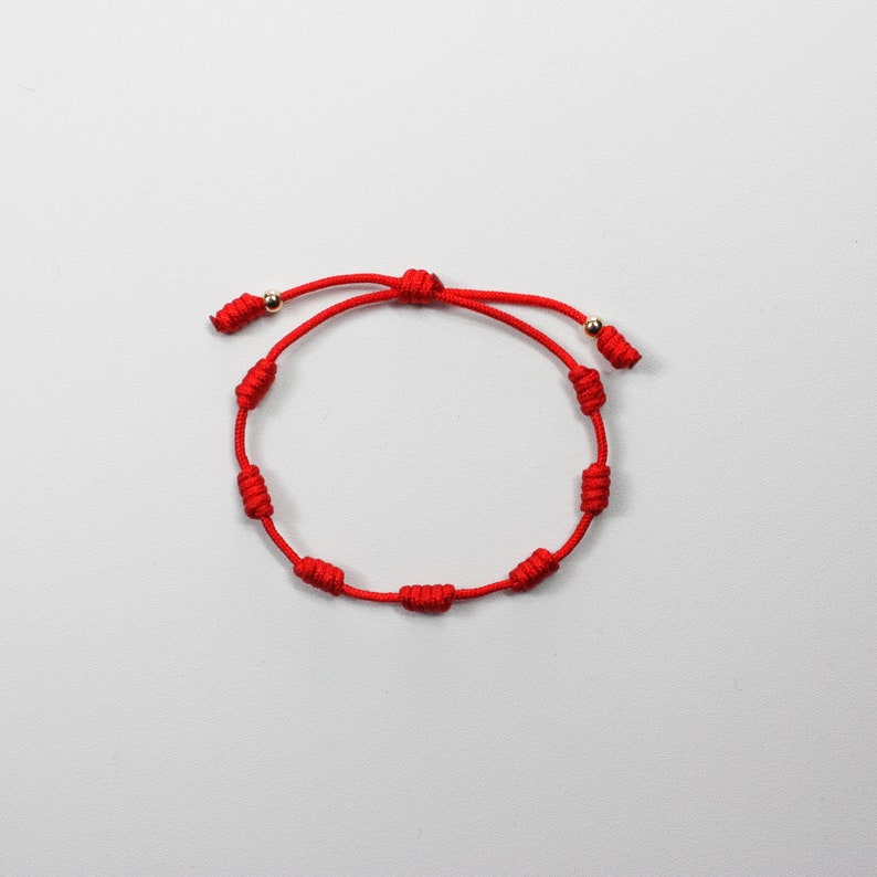 7 Knots Red Bracelet Protection Bracelet With 4mm 14K Gold Etsy
