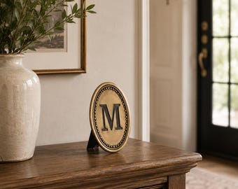Gold Letter Oval Louisa Monogram Gallery Wall Charm so cute - initial / home decor / highend home decor