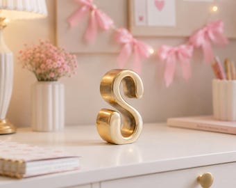 Gold free standing letter / dorm decor / roomie gift / girls room / shabby chic / decorations / bedroom / dorm / cute  / dorm decorations