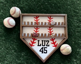 Personalized wooden championship rings wall mount / baseball display / shelf / case!