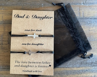 Dad & Daughter Christian friendship bracelet set! Great gift! “The love between father and daughter is forever”