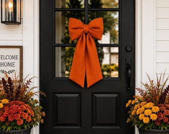 Beautiful Fall burnt orange thick fabric door bow / wreath / fall / pumpkin / decor / decorations / high end / shabby chic / farmhouse