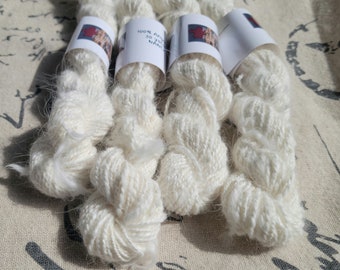 Handspun 100% Angora Lace - Fingering Yarn, Natural White, Undyed, Sourced from my angora rabbits