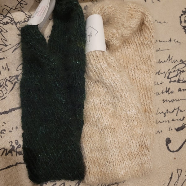 Bandeau/écharpe en double tricot d'angora doux