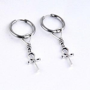 Ankh earrings 925 silver∙Ankh hoop earrings∙Egyptian ankh∙Handmade jewelry∙Gift for Christmas∙Egypt earrings∙Ankh jewelry ∙Protection amulet