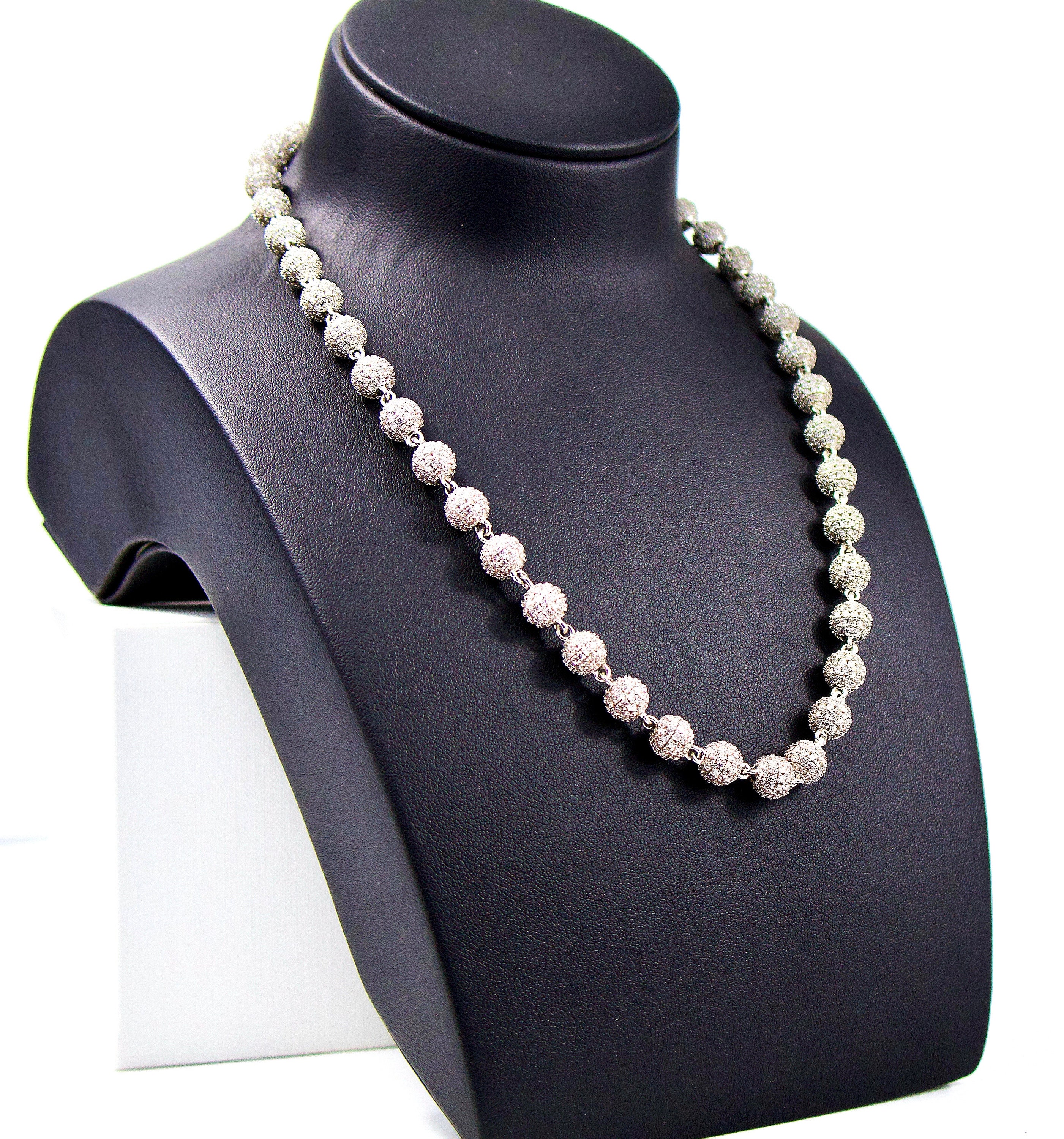 Clustered Ball Necklace Iced Out Ball Chain∙ Jewelry