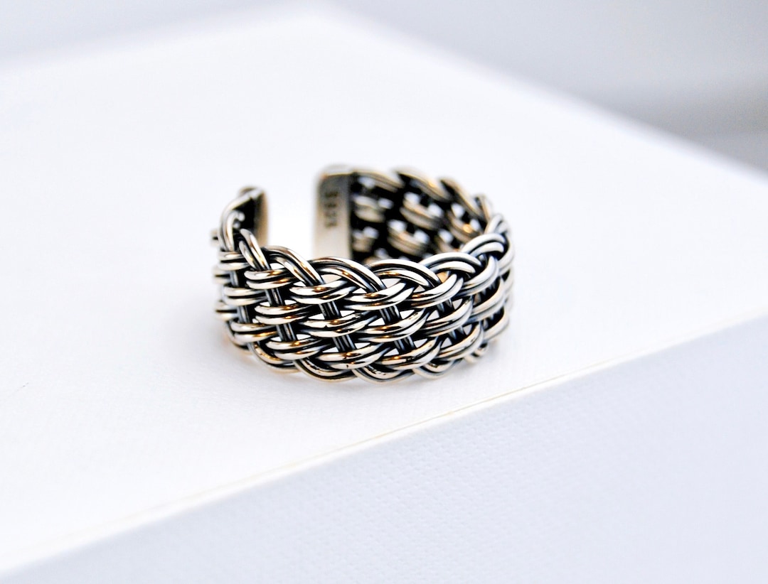 925 Sterling Silver Adjustable Ring for Men • Handcrafted Vintage Style ...