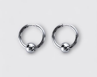 Dicke Creolen aus 316L-Stahl · Unisex-Kugelohrringe 25 mm · Minimalistische, robuste Creolen · Industrieschmuck · Kaltsilber.