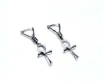 Ankh earrings∙925 silver∙ Egyptian cross∙Egypt Ankh Hoops∙Handmade Jewelry∙Gift for her∙Best Seller∙Gift for him∙