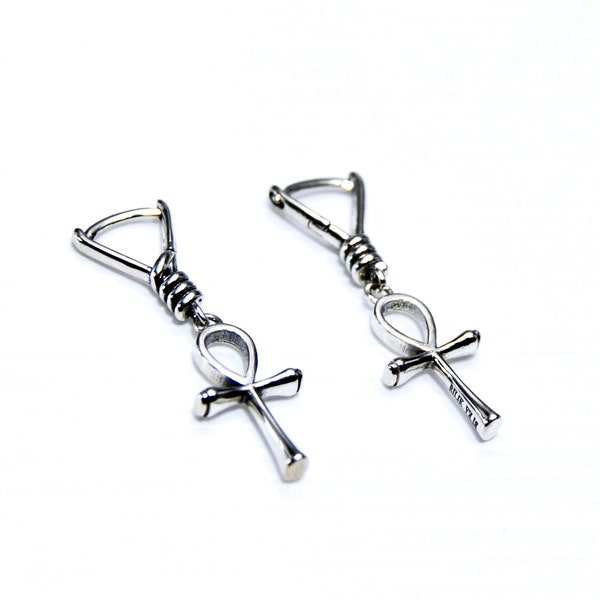 Orecchini Pendenti In Argento 925 A Forma Di Croce Ankh - Egizi - 1 Paio - 2