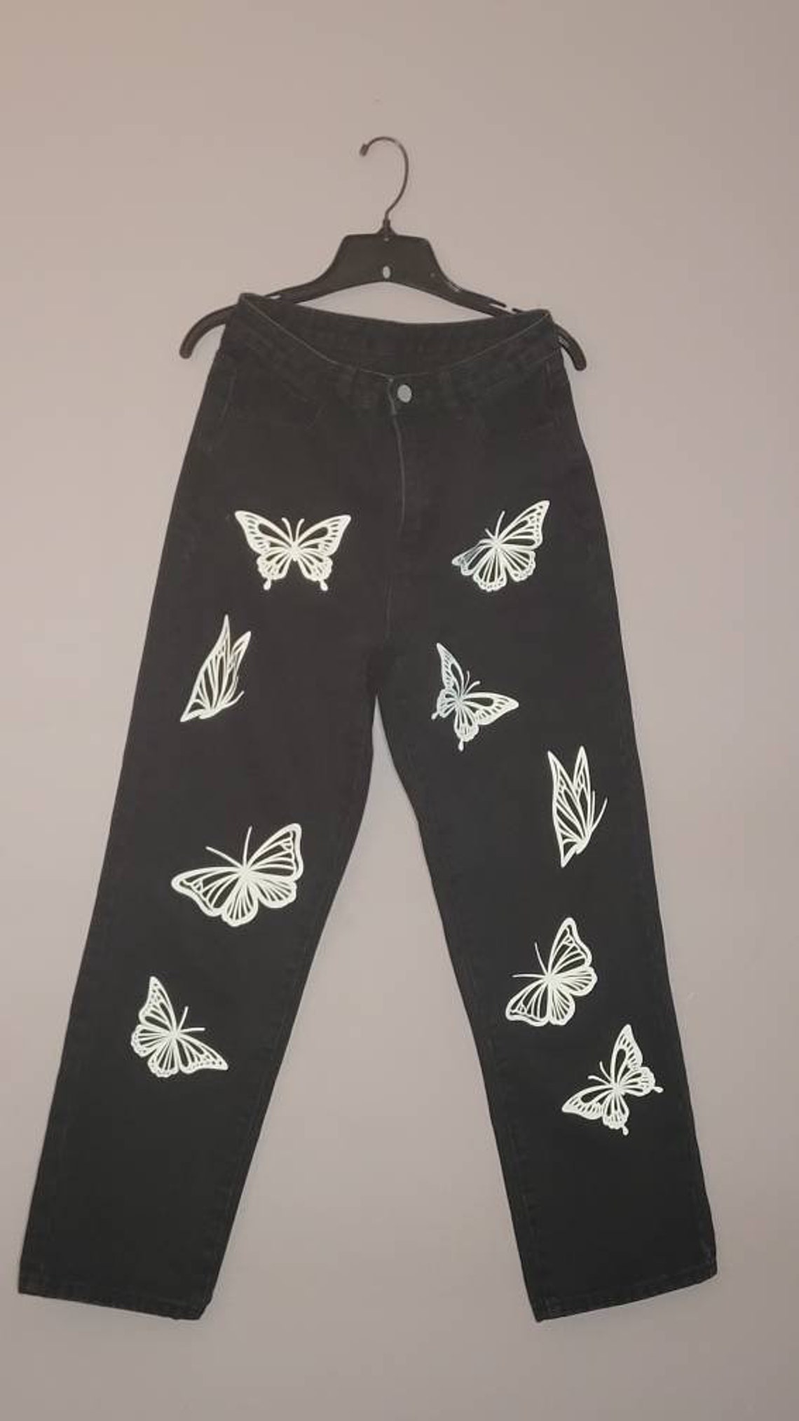 Modern Shein Butterfly Baggie Jeans Size 28 Etsy