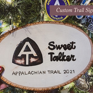Wood Burned Sign | Thru-Hiker Trail Name Sign | Appalachian, Pacific Crest, Continental Divide | Basswood Country Round, Small