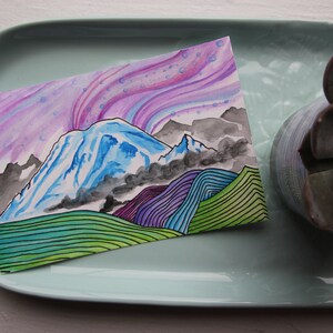 Original | &quot;Rainier Drift&quot; Multi-Media Painting | 4x6 Original Artwork of Mount Rainier National Park