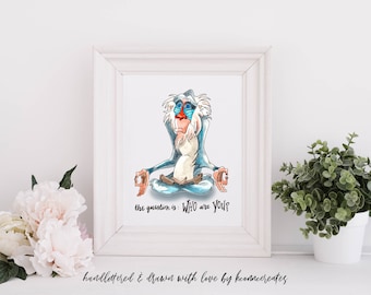 Print | "Rafiki" Art Print with Phrase Options from Lion King | 5x7 or 8x10