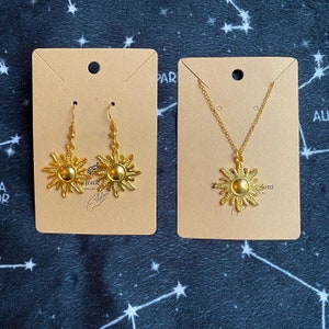 Sun Earrings & Necklace Bundle, Sun Jewelry, Astrology Necklace, Sun Necklace