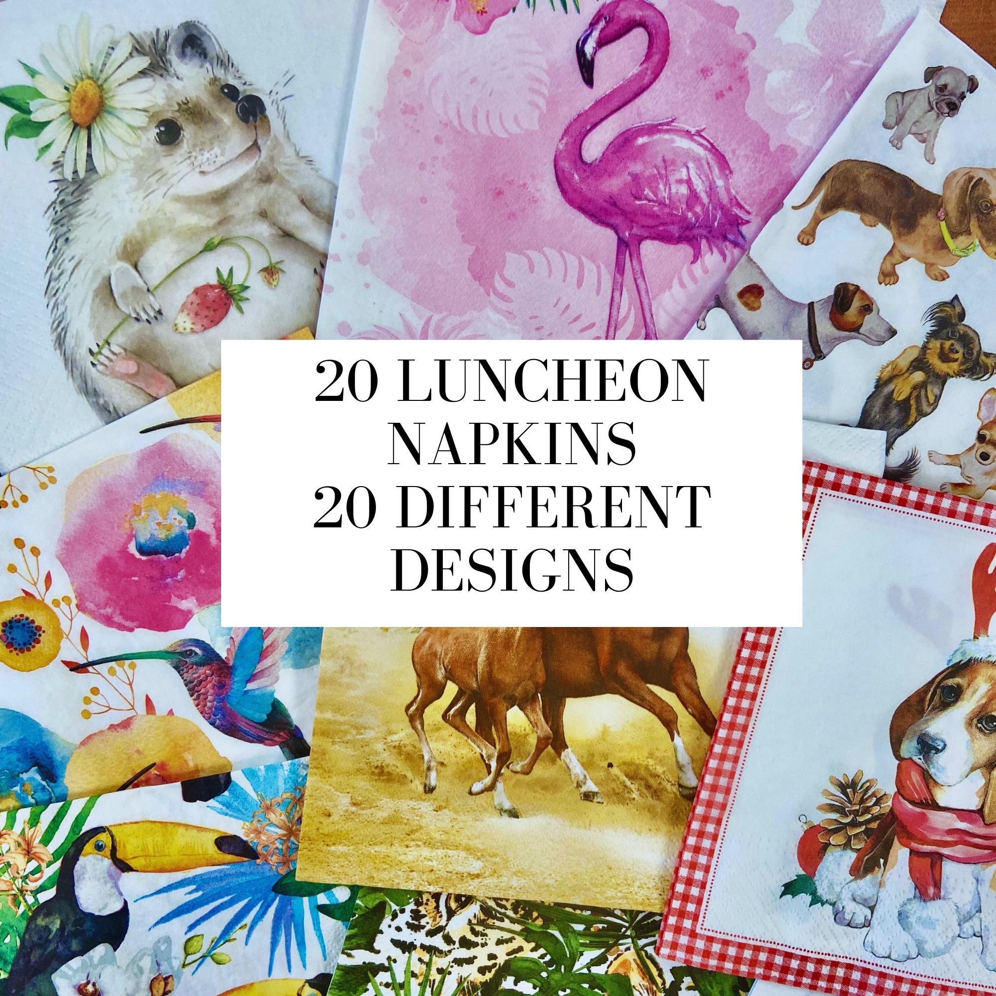 Lot De 20 Serviettes En Papier Avec Motifs Animaux Paons Exotiques