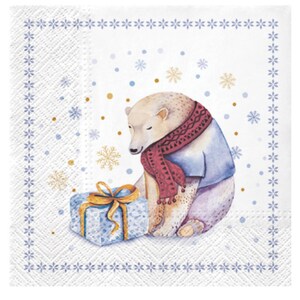 Christmas Animal Napkins – Set of 2 Vintage Style European Decoupage Napkins – 3-Ply Eco-Friendly Decorative Paper Napkins for Crafts & DIY