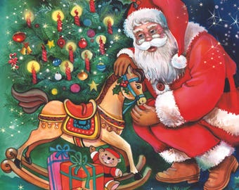 Decoupageservetten Kerstman, decoupagepapier, decoupage, decoupageservetten Kerstmis, papieren servetten voor decoupage, twee lunchservetten, servetten