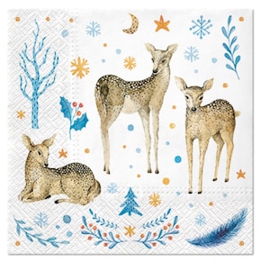 Decoupage Napkins Christmas, Paper Napkins For Decoupage, Napkins Deer Animals, Christmas Napkins for Art and Craft, Two Napkins Free Ship