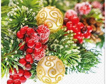 2 kerstpapieren servetten voor decoupage, ambachtelijke papieren kerstservetten, twee lunchservetten gratis verzending