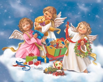 Decoupage Paper Napkins Christmas, Holiday Napkin Angels, Whole Pack/20