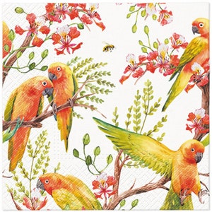 2 Luncheon Paper Napkins with Parrots – Animal Design for Decoupage, Crafts, Scrapbooking, Art