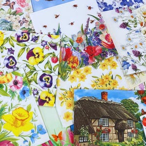 Servilletas de papel en paquete misterioso, servilletas para decoupage, servilletas sorpresa para decoupage, decoupage, lote de 20 servilletas de primavera, 20 servilletas surtidas