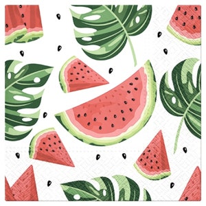 Decoupage Napkins Fruit, Watermelon Paper Napkins Decoupage, Party Napkins Summer, Pack of 20 Luncheon Napkins