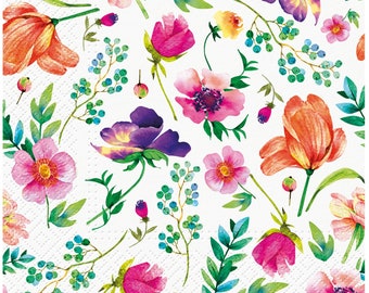 Two Decoupage Napkins, Paper Napkins for Decoupage, Floral Napkins, Napkins Flowers, Paper Napkins, Free Shipping Napkins